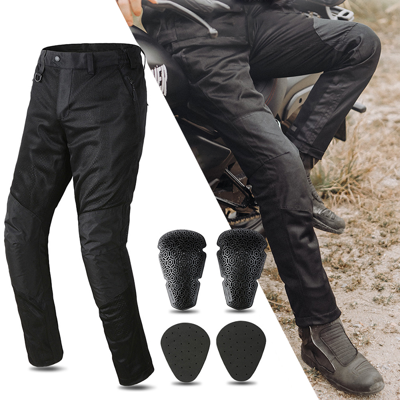 Cycling Commuter Trousers - 夏メッシュオートバイパンツ男性オフロードモトクロスレーシングパンツサイクリングバイク乗馬ズボン CE 保護膝パッド