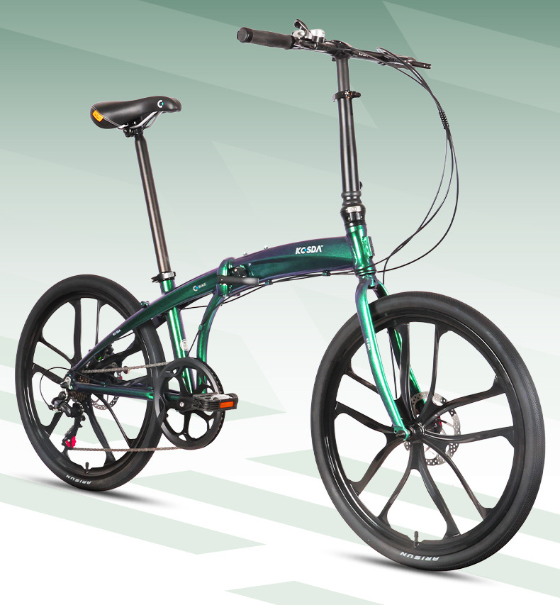 Commuter Biking - 24インチアルミ合金製ポータブル超軽量折りたたみ式大人用ディスクブレーキ変速アーバン通勤用ワンピースホイール自転車