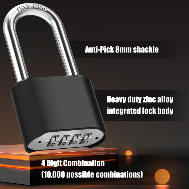 U Lock Heavy Duty - 耐久性の高い耐候性コンビネーション南京錠 - ゲート/ガレージ用の隠しコードリセット可能ロック、亜鉛合金
