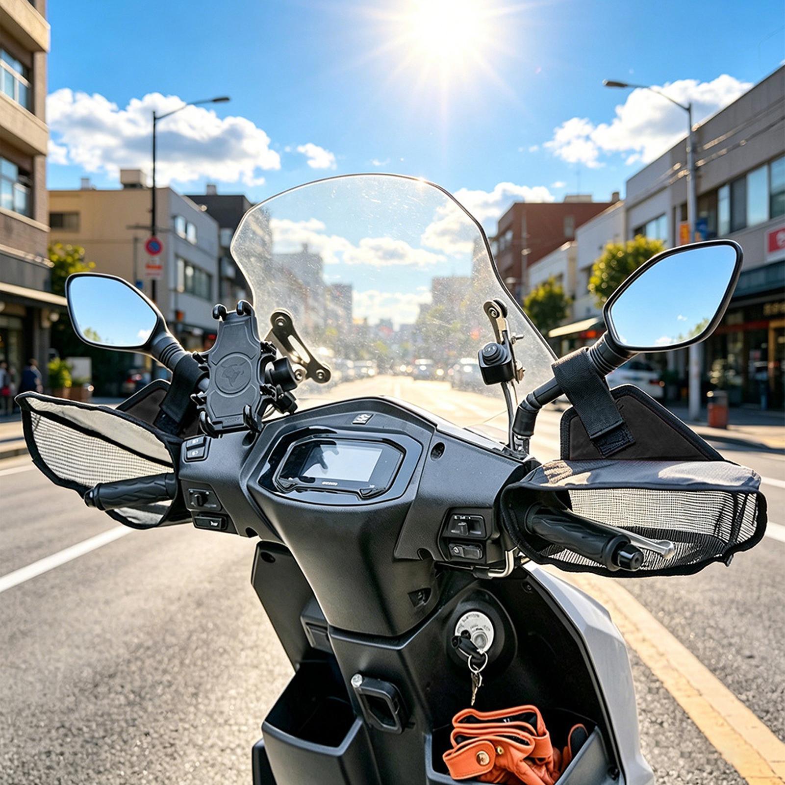 Cycling Commute Distance - オートバイハンドルバーマフ通気性メッシュマフバイクミトンスクーターバイク用山道長距離走行通勤用