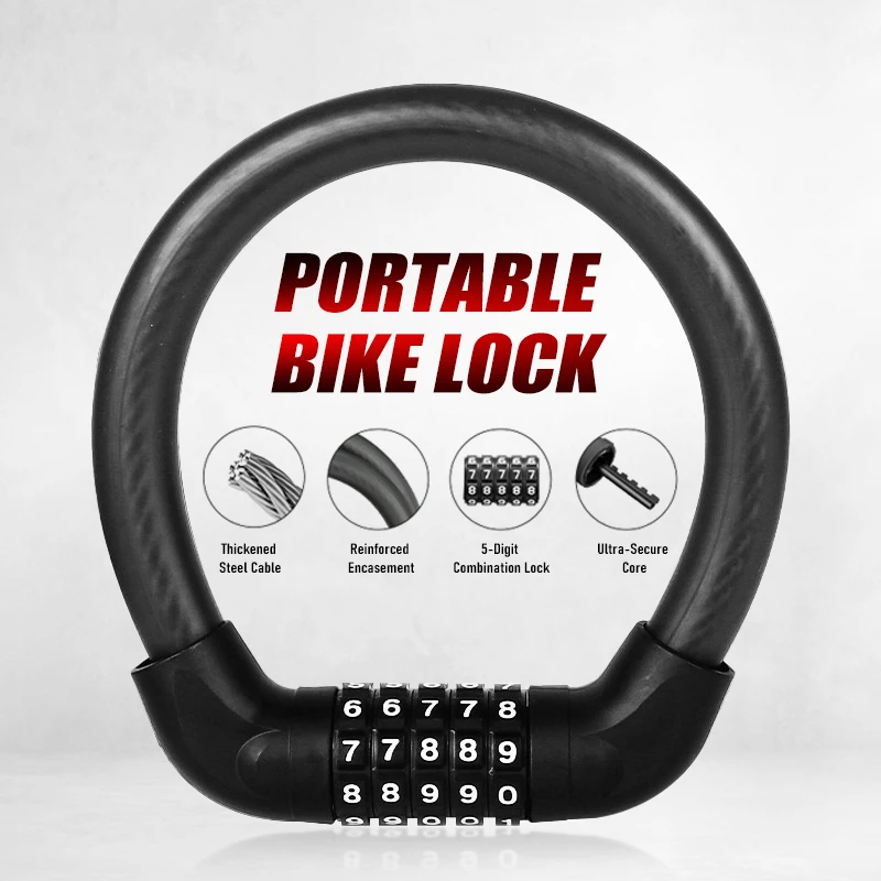 U Lock Heavy Duty - 5桁コンビネーションバイクロック高耐久盗難防止キーレスロック自転車スクーターオートバイセキュリティ保護一般ロック