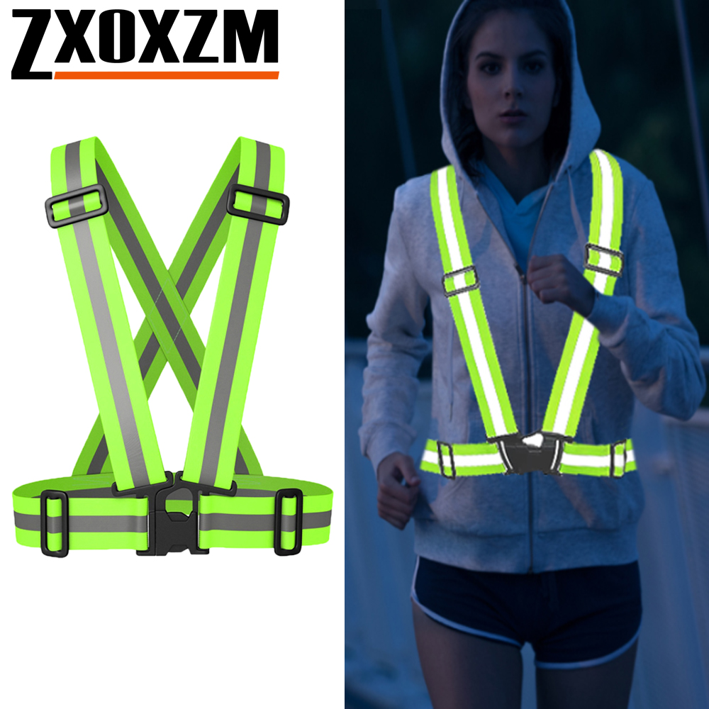 Reflective Vest Cycling - 1 個のナイトランニングベスト高視認性反射性、通気性調節可能な安全ベスト、ジョギング、サイクリング、ウォーキング、ハイキング用
