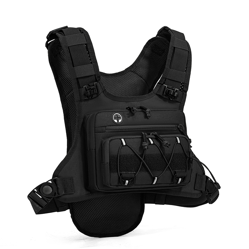 Reflective Vest Cycling - タクティカルバッグ フロントチェストリグベスト バックパック キャンプ、ハンティング、ランニング、サイクリング用 反射素材付き トラベル