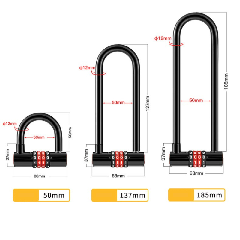 185mm/173mm/50mm 拡張U字型Uロック 盗難防 - U Lock Heavy Duty のレビューと価格