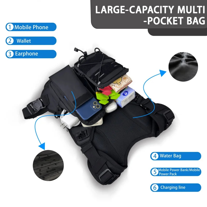 ​ 高品質タクティカルベストチェストバッグ、2Lウォーターブ - Reflective Vest Cycling のレビューと価格