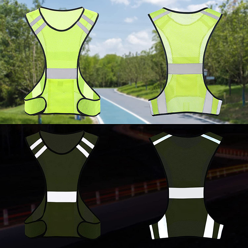 視認性蛍光メッシュ反射安全ベスト通気性軽量保護ベスト夜間ラン - Reflective Vest Cycling のレビューと価格