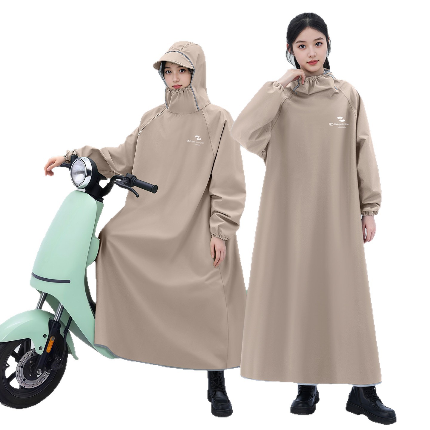 長袖防水オックスフォードレインポンチョ、全身用バイク・サイク - Cycling Commute In Rain のレビューと価格