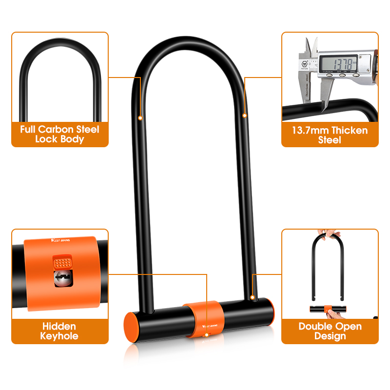 WEST BIKING ダブルオープニングU字型自転車ロック - U Lock Heavy Duty のレビューと価格